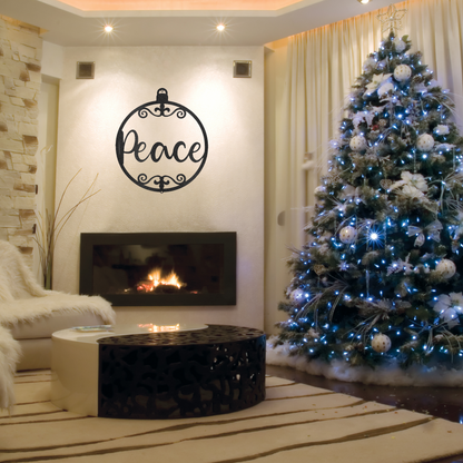 Peace Ornament, Christmas Metal Wall Sign, Christmas Decor, Custom Holiday Decor, Holiday Gift, Christmas Wreath Door Decor