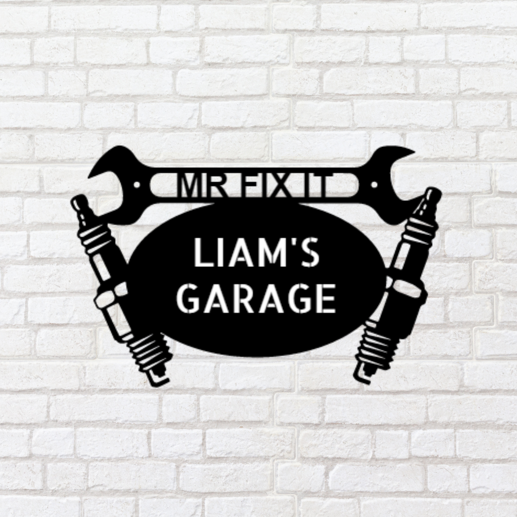 Small R Engine Shop Sign Metal Sign with Engine and Wrench - Personalized Workshop Sign, Custom ...