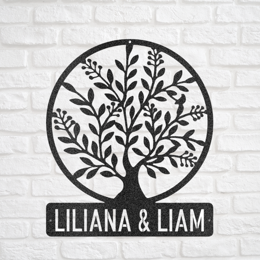 Family Tree Wall Art - Custom Metal Sign -  Simple Custom Text Banner
