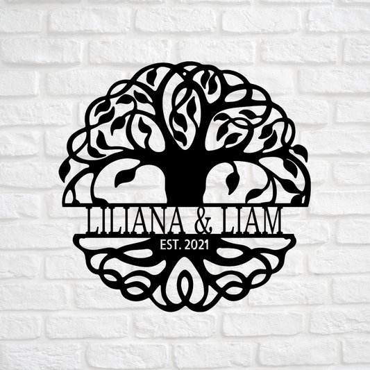 Family Tree Wall Art - Custom Metal Sign - Custom Text Banner