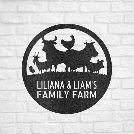 Personalized Metal Farm Sign, Farm Animals, Family Farm, Hobby Farm, Ranch Sign, Farmhouse Wall Art, Family Name Metal Sign