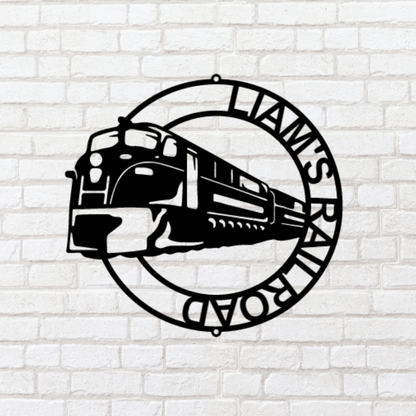 Train Sign - Personalized Metal Name Sign -  Modern Train Monogram