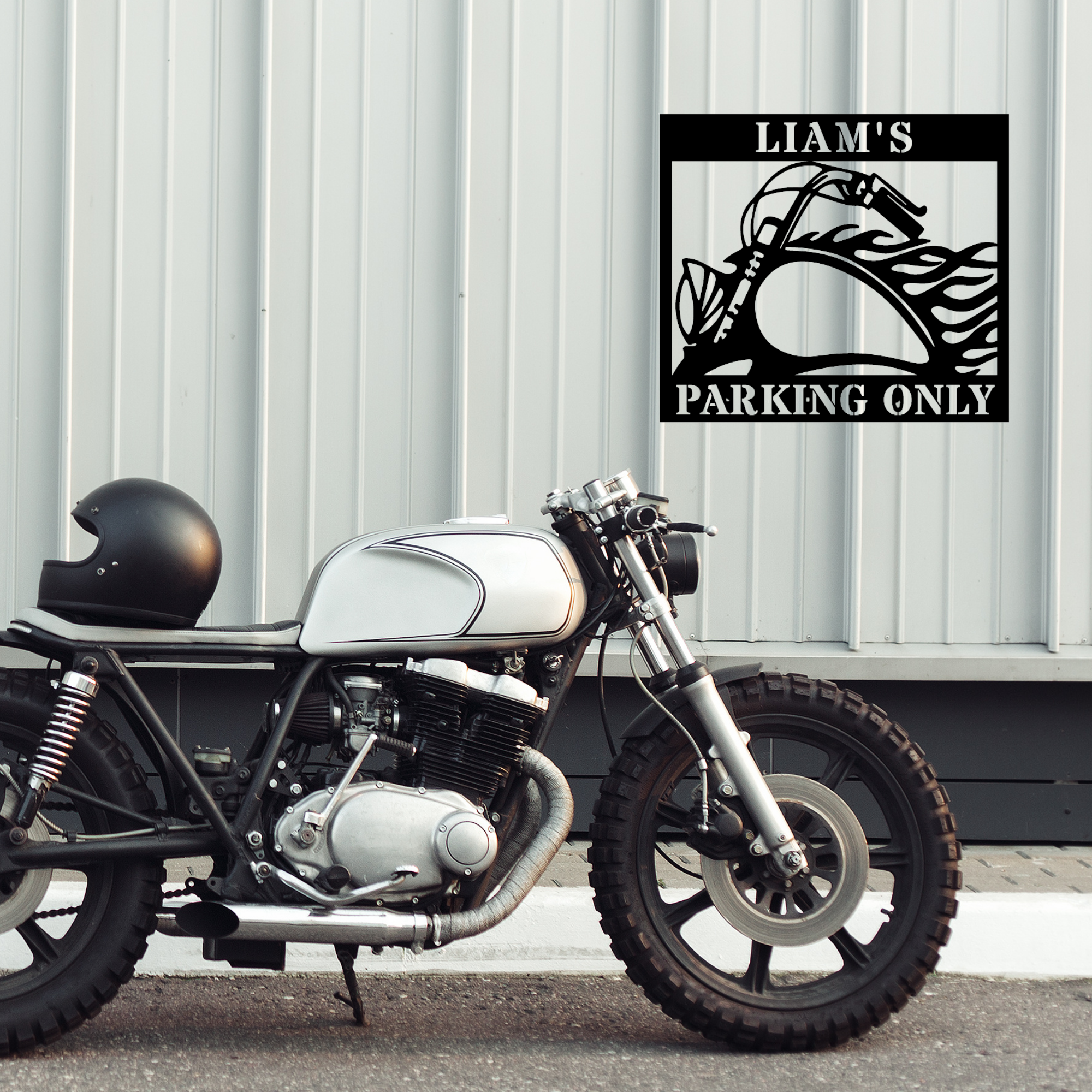 Motorcycle Rumble Sign Motorcycle Sign - Personalized Metal Sign - Flaming Motorcycle Monogram ...