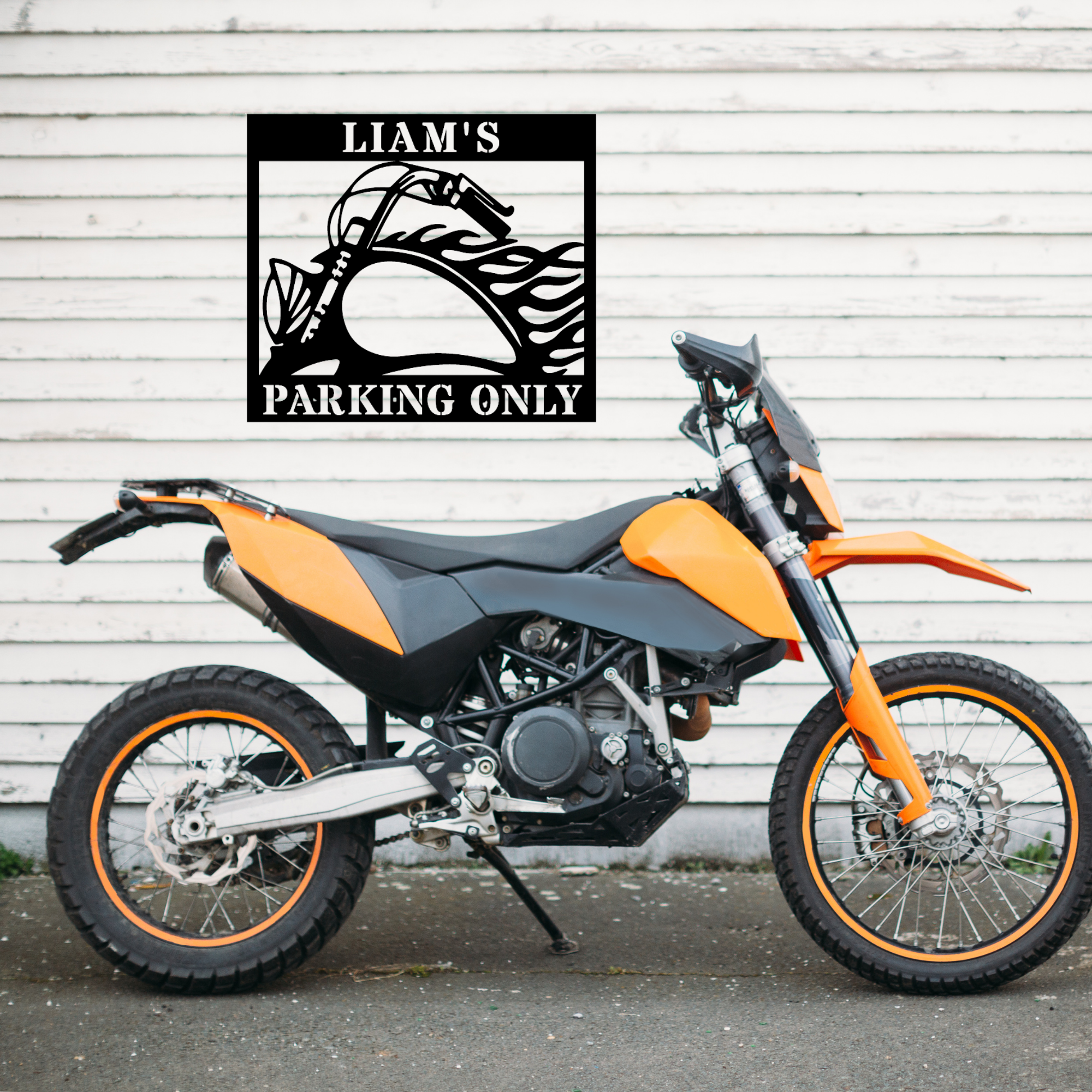 Motorcycle Rumble Sign Motorcycle Sign - Personalized Metal Sign - Flaming Motorcycle Monogram ...