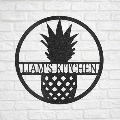 Personalized Pineapple Monogram, Pineapple Metal Wall Art, Customized Metal Sign, Housewarming Gift, Home Decor, Custom Name Metal Sign, Gift Idea