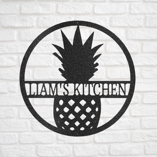 Personalized Pineapple Monogram, Pineapple Metal Wall Art, Customized Metal Sign, Housewarming Gift, Home Decor, Custom Name Metal Sign, Gift Idea