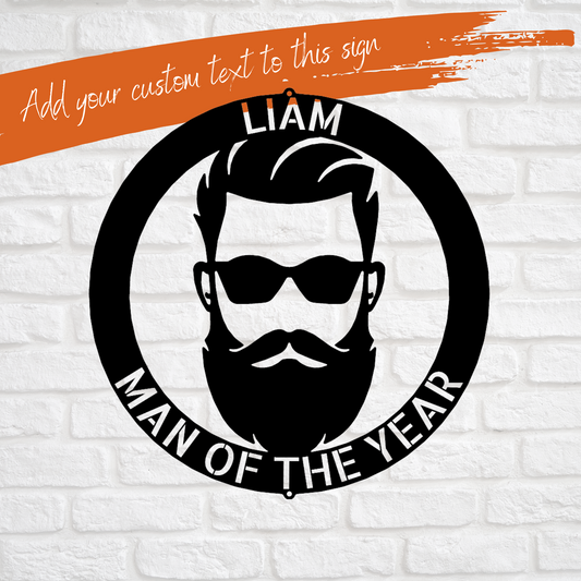 Custom Metal Bearded Man in Your Life Sign - Barber Shop Decor