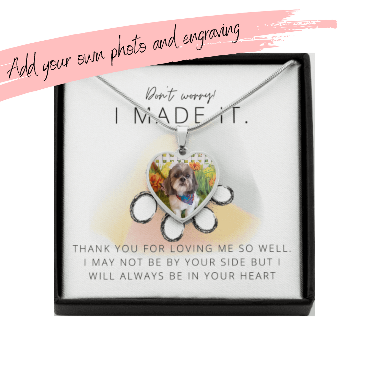 Heart Necklace, Dog Memorial Gift,  Pet Loss Gift, Loss of Dog gift in Memory of Dog Remembrance Gift for Loss of Dog