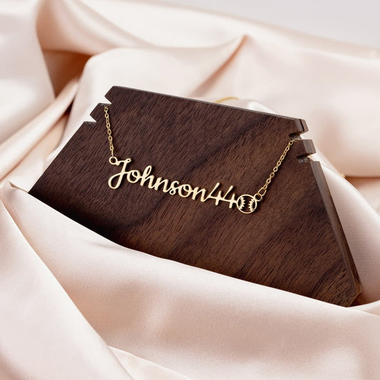 Sports Necklace + Baseball - Custom Name Necklace - Liliana and Liam