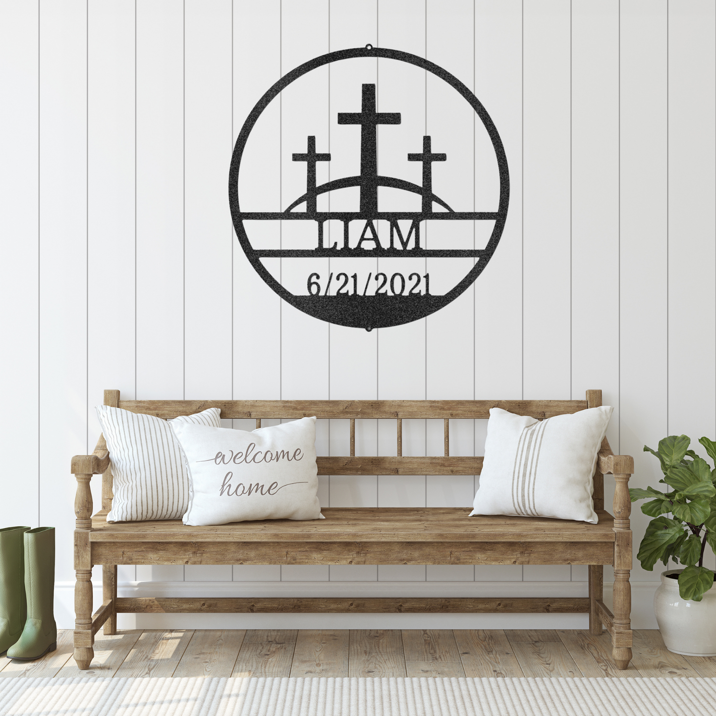 Three Crosses On A Hill - Custom Metal SIgn - Christian Metal Wall Art, Christian Decor