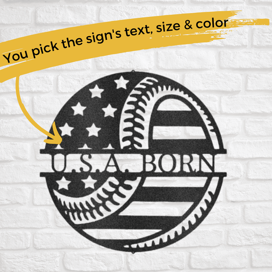 Custom Metal Baseball Sign - Patriotic Gift for Player - 4th of July Decor