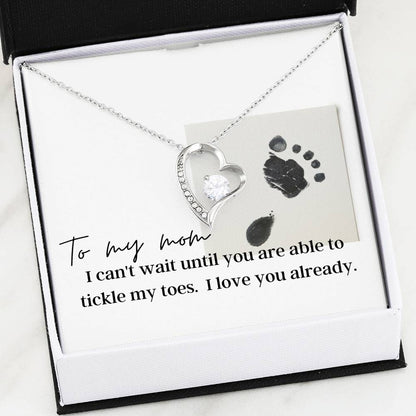 To an Expecting Mom - Heart Necklace - 14K White Gold Finish