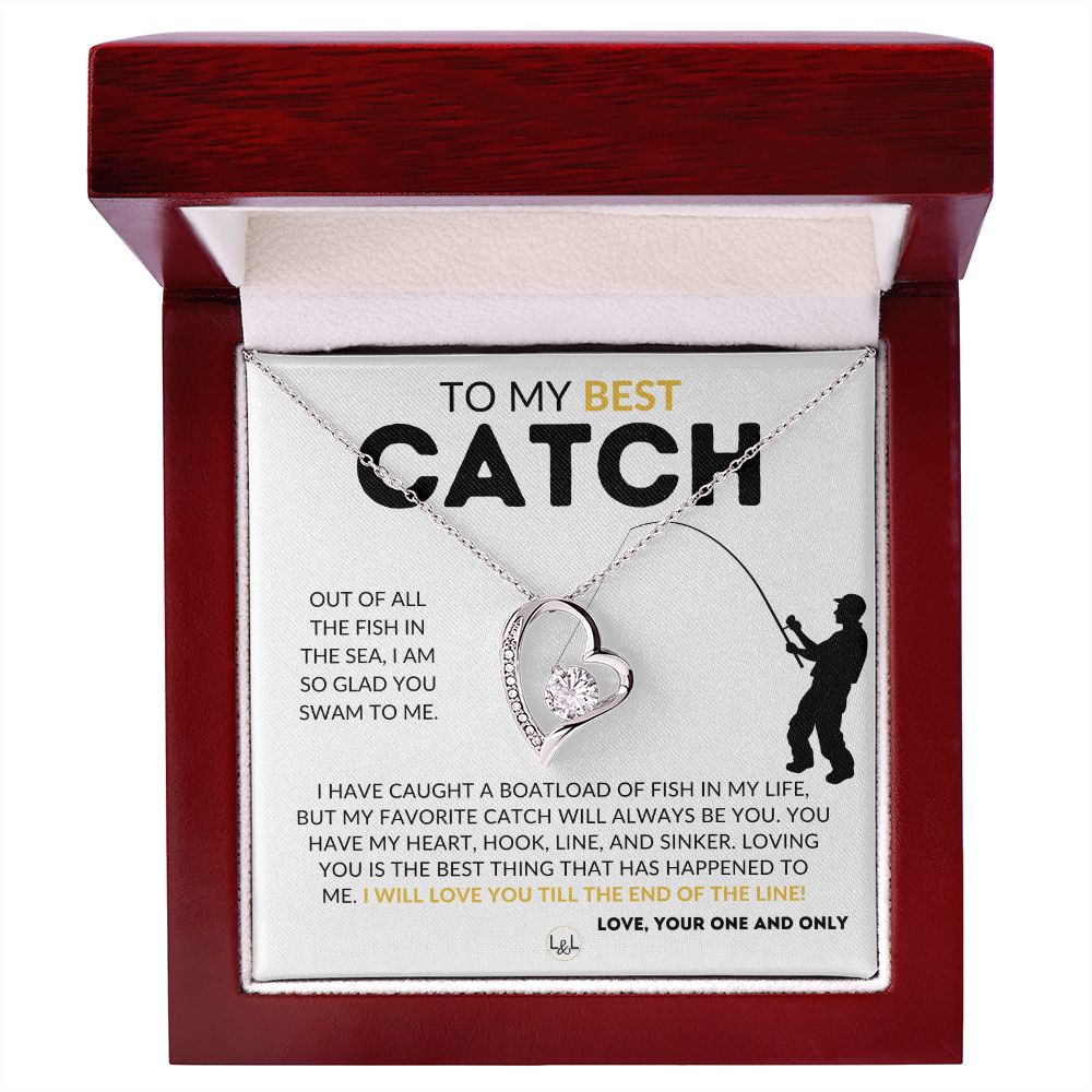 My Best Catch - Fishing Partner Necklace for Your Wife, Fiancée, or Girlfriend - Fishing Gift for Her from A Man Who Loves Fishing -  Christmas, Valentine's, Birthday or Anniversary Gifts