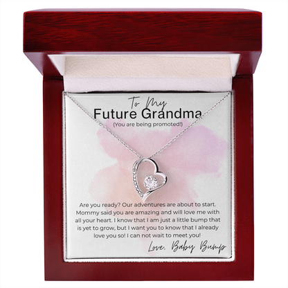 You Are Being Promoted - Gift for Future Grandma, Pregnancy Announcement - Heart Pendant Necklace
