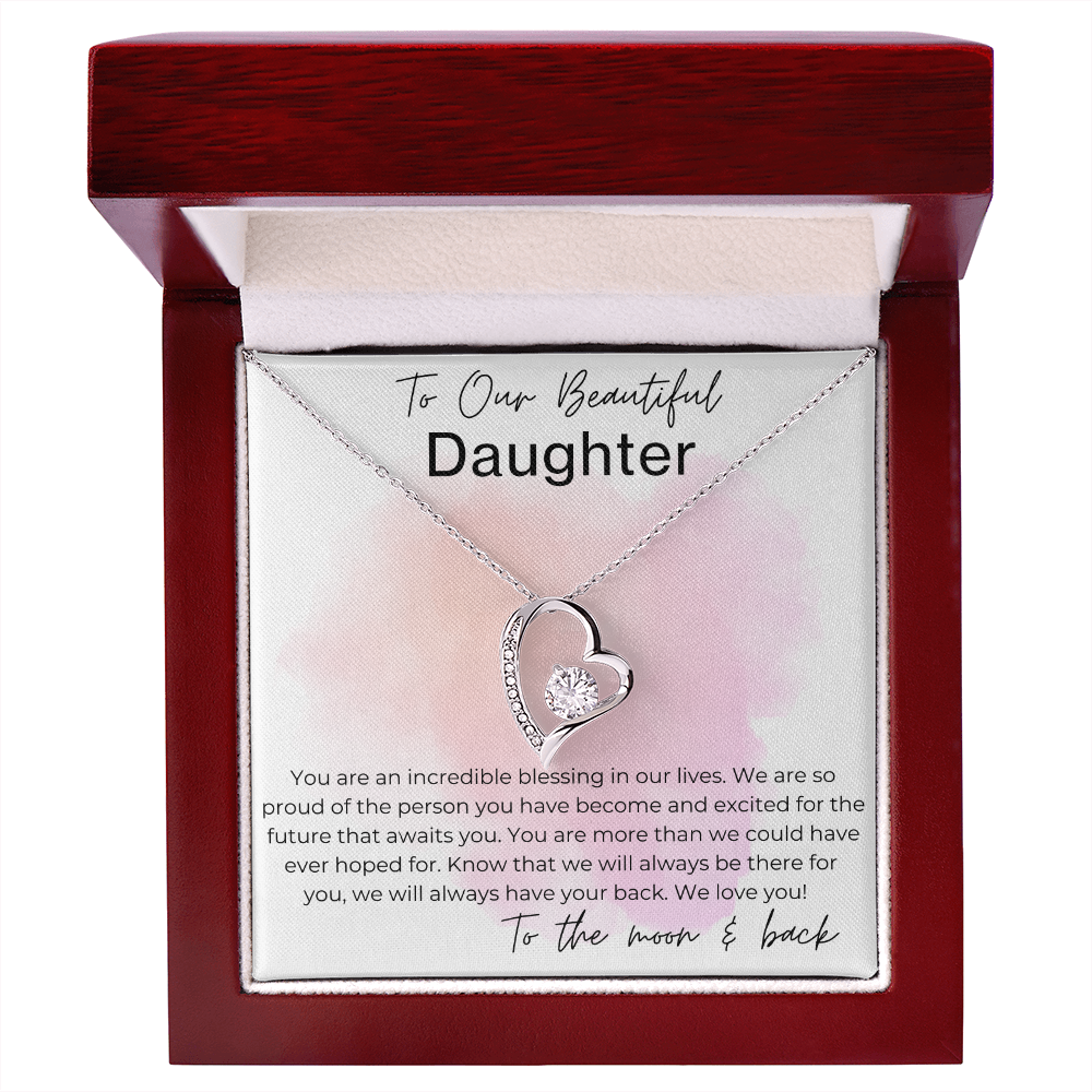 You are a Blessing in Our Lives - Gift for Our Daughter, From Parents - Heart Pendant Necklace