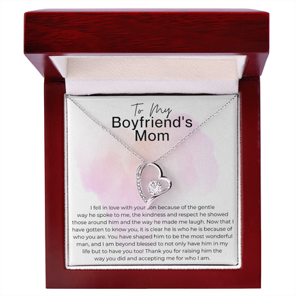 Thank You for Raising Your Son - Gift for Boyfriend's Mom - Heart Pendant Necklace