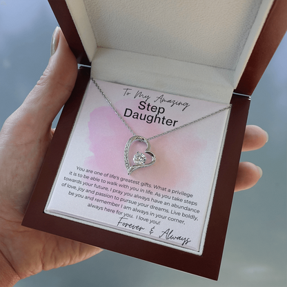 I Will Always Be There for You - Gift for Step Daughter - Heart Pendant Necklace