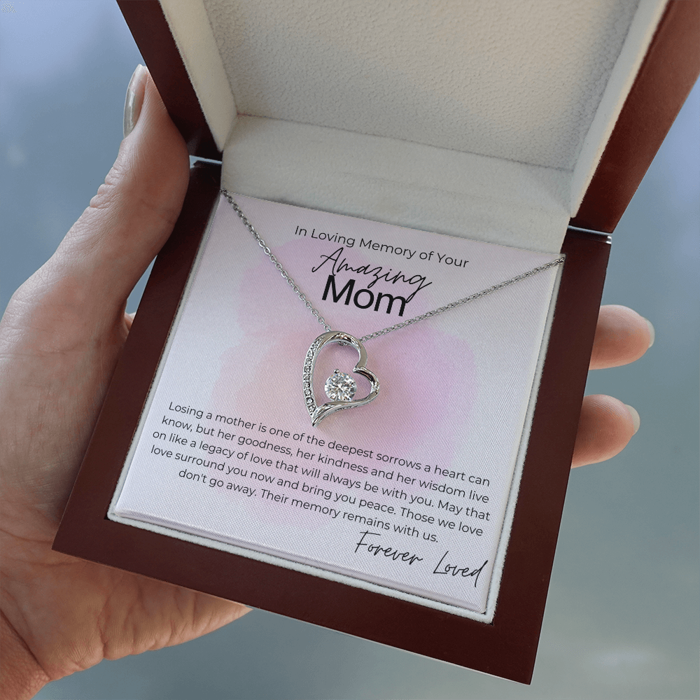 Memorial Gift for Mom - Sorry for the Loss of Your Mom - Heart Pendant Necklace