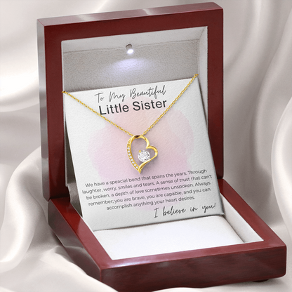 Our Special Bond - Gift for Little Sister - Heart Pendant Necklace