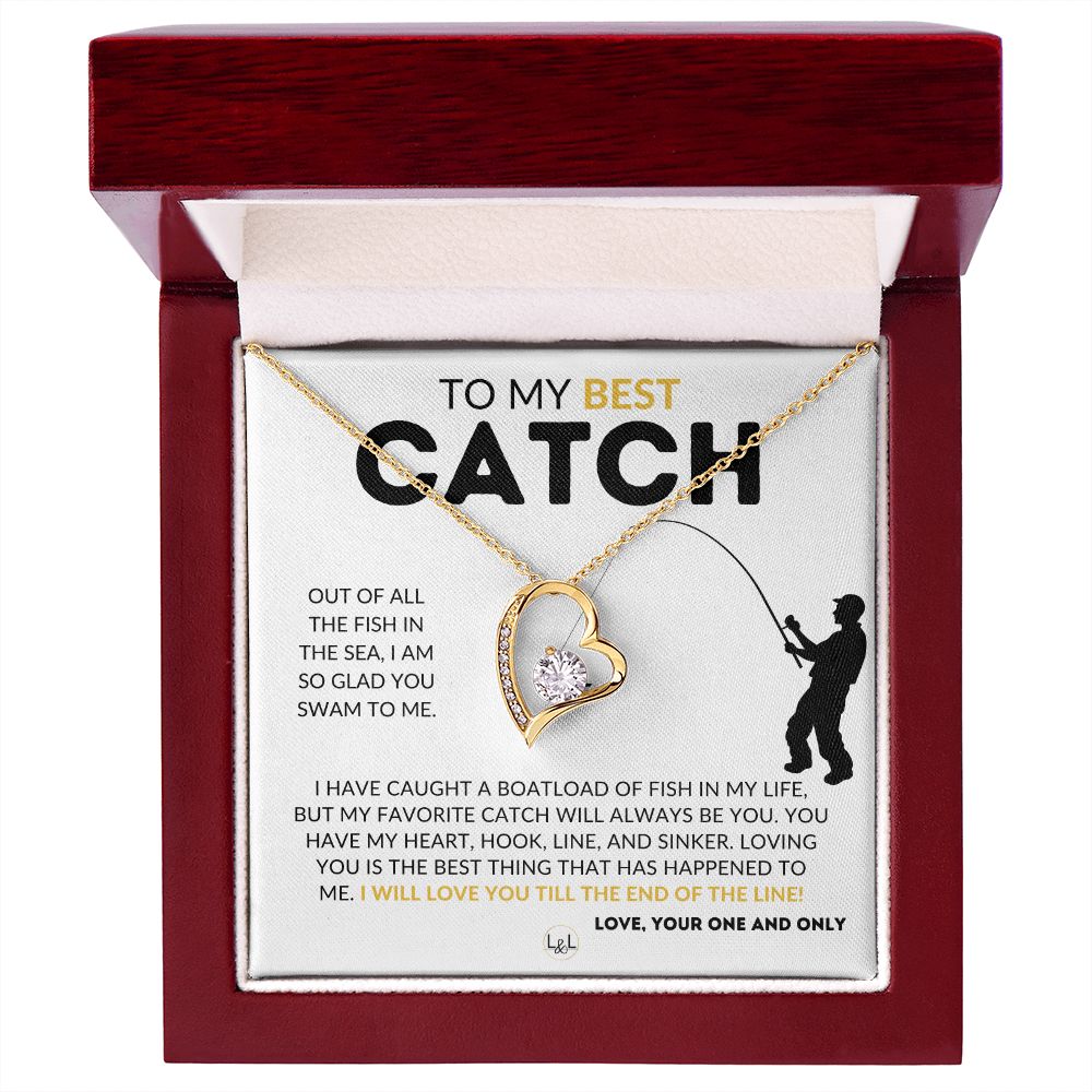 My Best Catch - Fishing Partner Necklace for Your Wife, Fiancée, or Girlfriend - Fishing Gift for Her from A Man Who Loves Fishing -  Christmas, Valentine's, Birthday or Anniversary Gifts