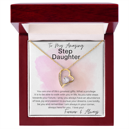 I Will Always Be There for You - Gift for Step Daughter - Heart Pendant Necklace