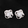 14K White Gold Finish - Love Knot Stud Earrings
