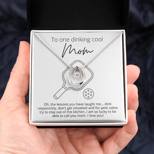 To One Dinking Cool Mom - Lucky Horseshoe Necklace - For a Mom who Loves Pickleball
