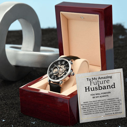 Forever My Always - Openwork Skeleton Watch + LED Watch Box - Gift For My Future Husband - Liliana and Liam