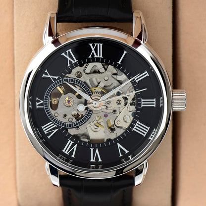 16 Year Anniversary Gift for Him - Men's Openwork Watch + Watch Box - Great Anniversary Gift Idea For Husband, From Wife