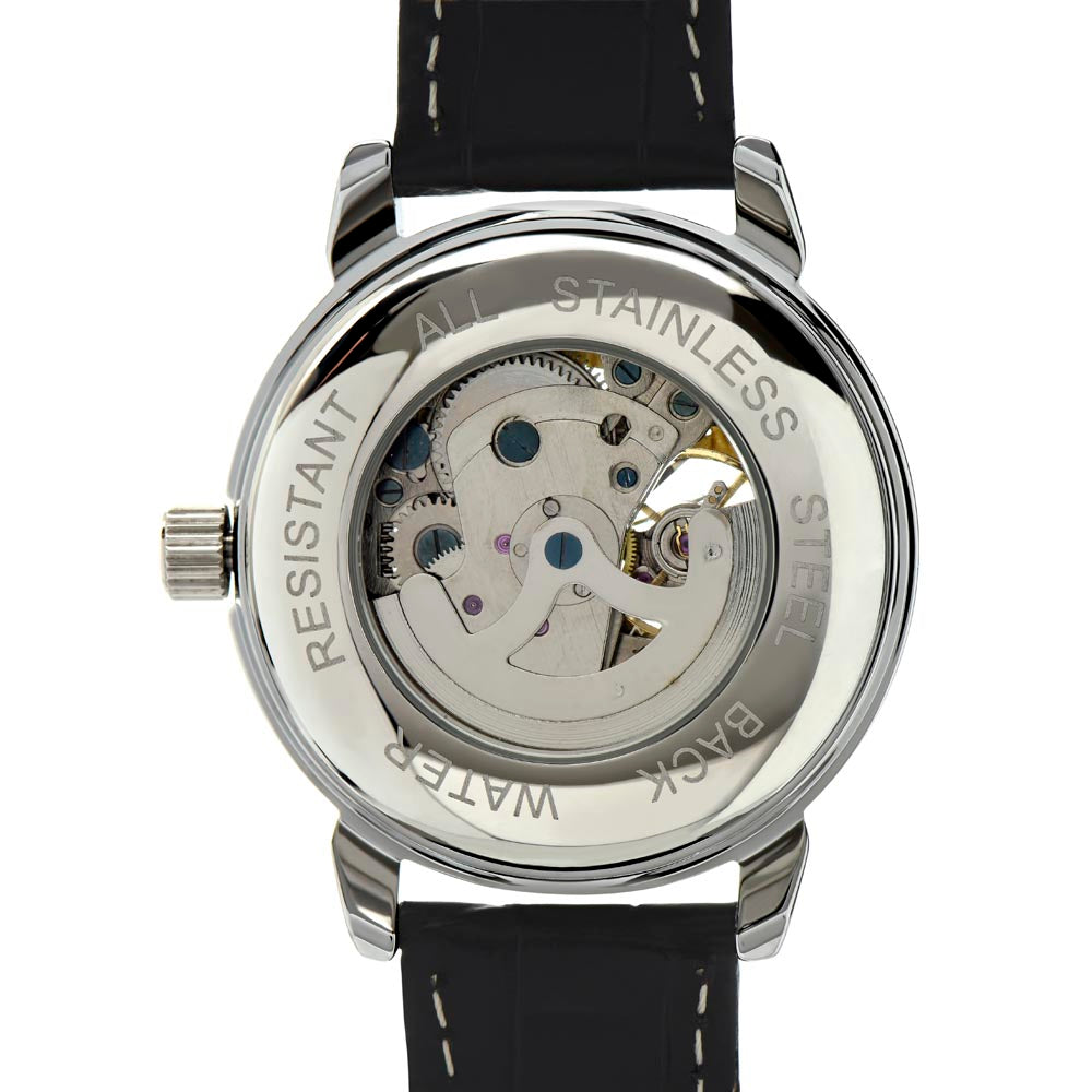 To My Future Husband - Moon And Stars - Men's Openwork Watch + Watch Box - Meaningful Christmas, Valentine's Day Birthday, or Anniversary Present For Him