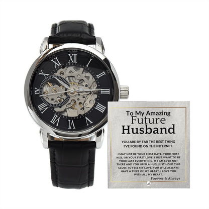 Best Thing On The Internet - Openwork Skeleton Watch + LED Watch Box - Gift For My Future Husband - Liliana and Liam