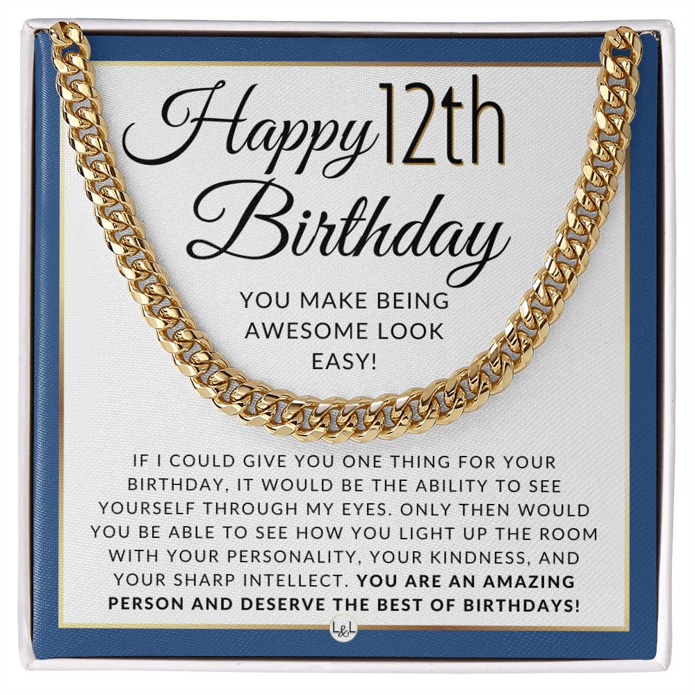 12th Birthday Gift For Him - Chain Necklace For 12 Year Old Young Man's Birthday - Great Birthday Gift For Preteen Boy - Jewelry For Guys