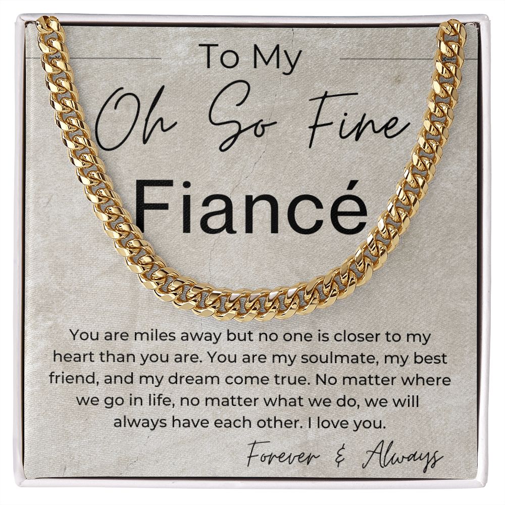 Miles Apart - Gift for Long Distance Fiancé,  Gift for My Groom - Long Distance Relationship Gift - Linked Chain Necklace
