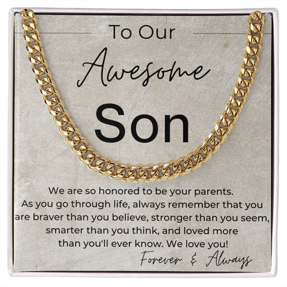 You Are Strong, Brave and Smart - A Gift for Our Son from Parents - Linked Chain Necklace