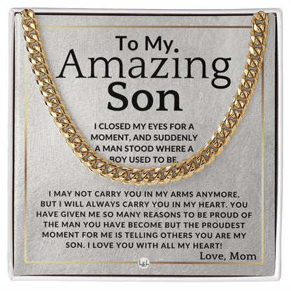 My Proudest Moment - To My Son (From Dad) - Dad to Son Chain Necklace Gift - Christmas Gifts, Birthday Present, Graduation, Valentine's Day - Liliana and Liam