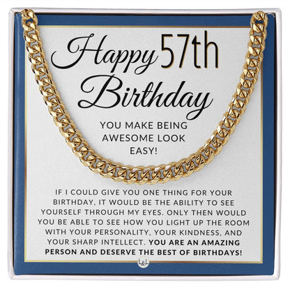 57th Birthday Gift For Him - Chain Necklace For 57 Year Old Man's Birthday - Great Birthday Gift For Men - Jewelry For Guys - Liliana and Liam