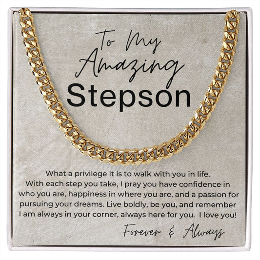 I Am Always In Your Corner - Gift for Stepson -  Cuban Linked Chain Necklace