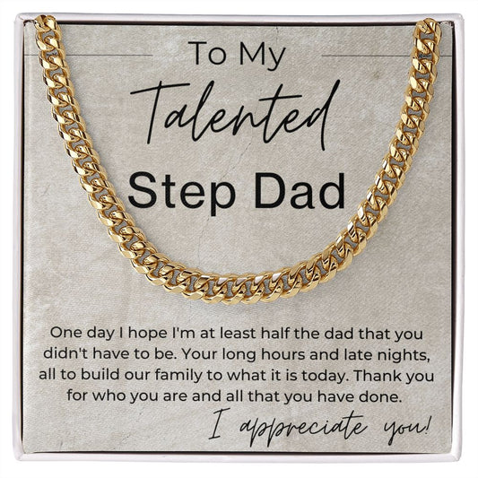 I Appreciate You - Gift for Step Dad - Linked Chain Necklace