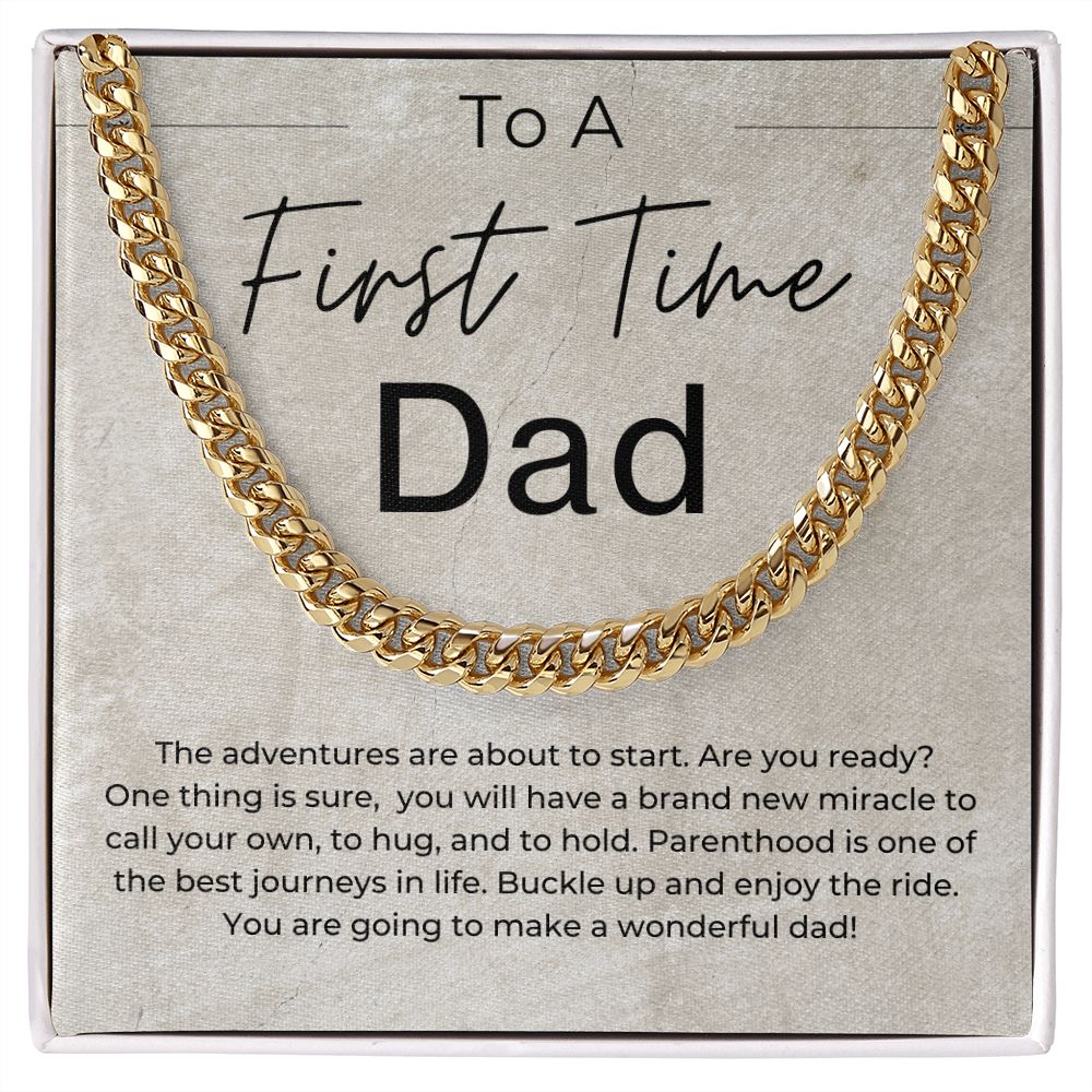 The Adventures are About to Start - Gift for a First Time Dad - Linked Chain Necklace