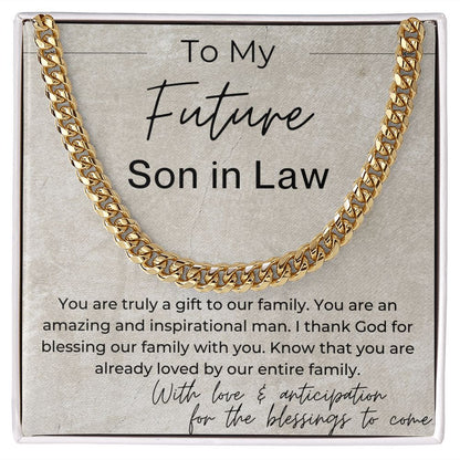 You Are Already Loved  - Gift for Future Son in Law, the Groom to Be -  Cuban Linked Chain Necklace