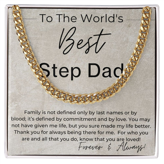 The World's Best Step Dad - Gift for Step Dad - Linked Chain Necklace