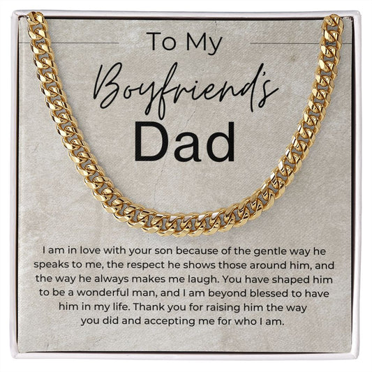 Thank You for Raising Your Son - Gift for Boyfriend's Dad - Linked Chain Necklace