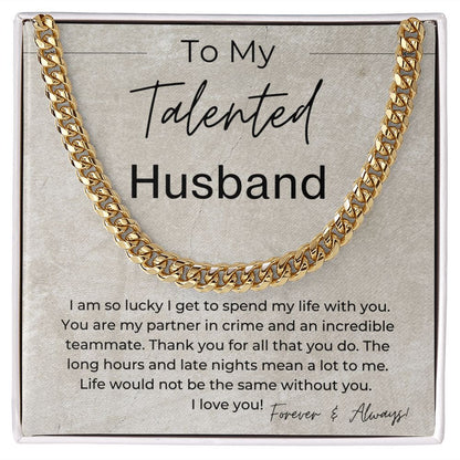 My Partner in Crime, For Life - Gift for Husband - Linked Chain Necklace