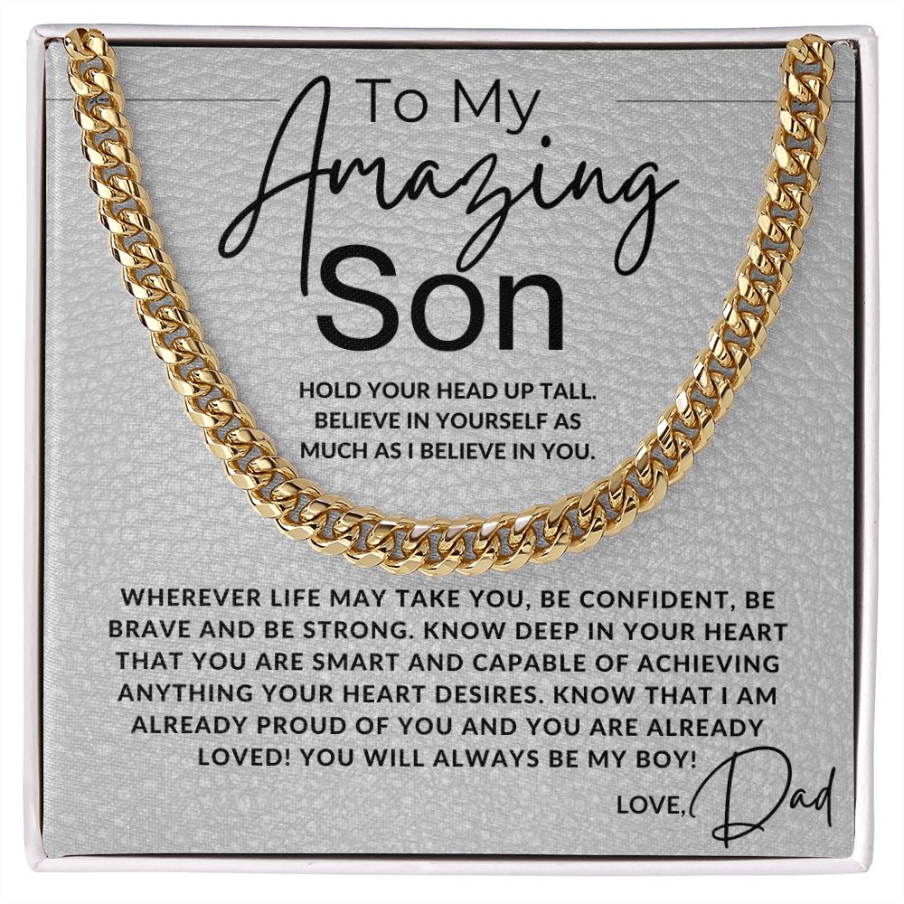 Hold Your Head Up - To My Son From Dad Gift - Father to Son Chain
