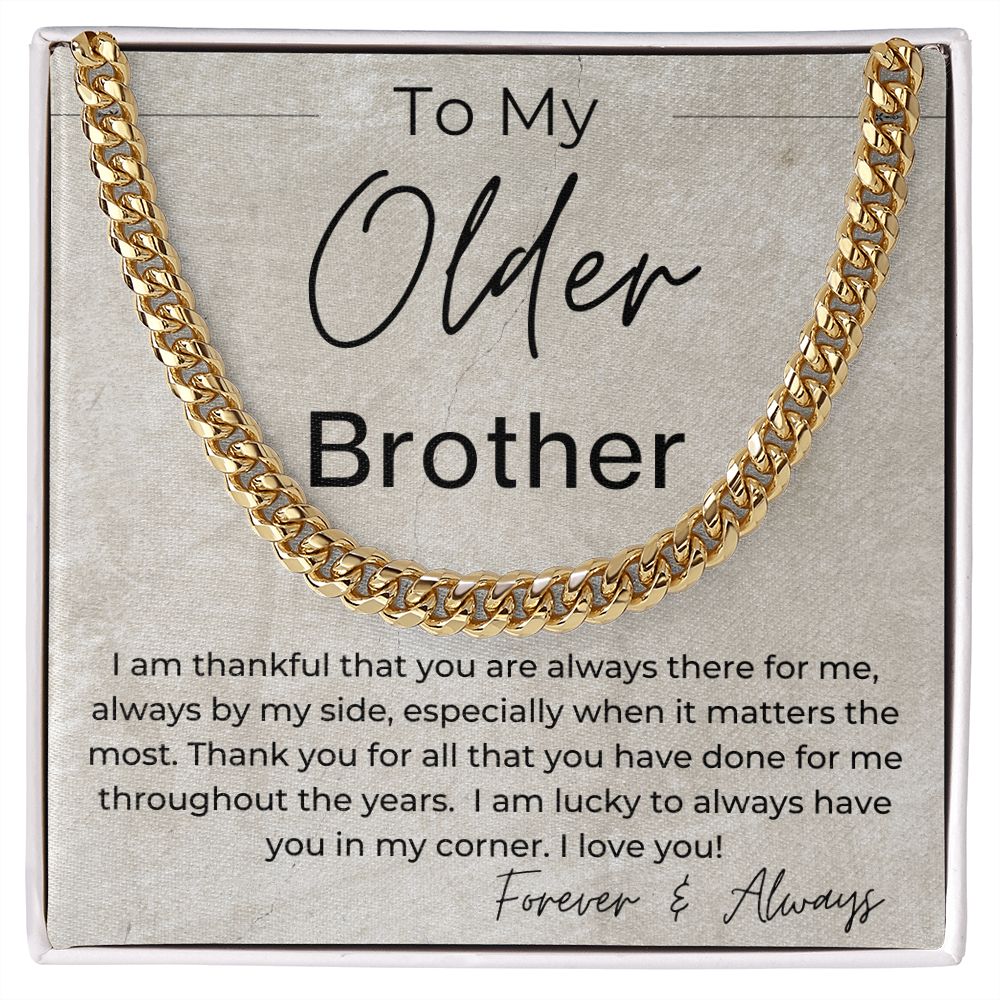 Lucky to Have You In My Corner - Gift for Older Brother - Cuban Linked Chain Necklace