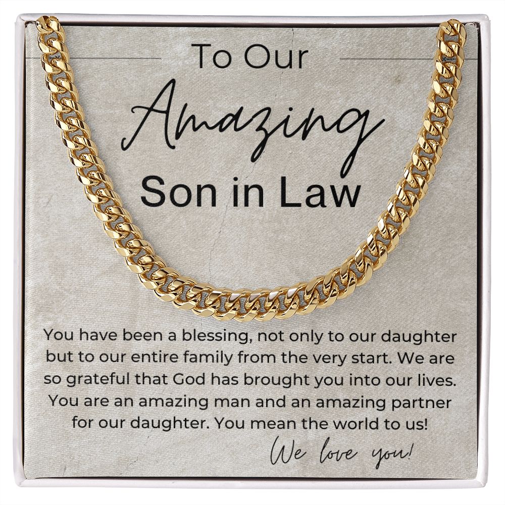 You are a Blessing to Our Entire Family - Gift for Our Son in Law - Linked Chain Necklace