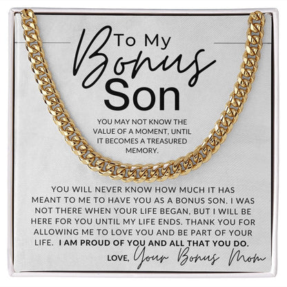 Proud Of You - To My Bonus Son (Gift From Bonus Mom) - Christmas Gifts, Birthday Present, Graduation, Valentine's Day