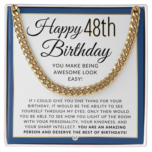 48th Birthday Gift For Him - Chain Necklace For 48 Year Old Man's Birthday - Great Birthday Gift For Men - Jewelry For Guys - Liliana and Liam