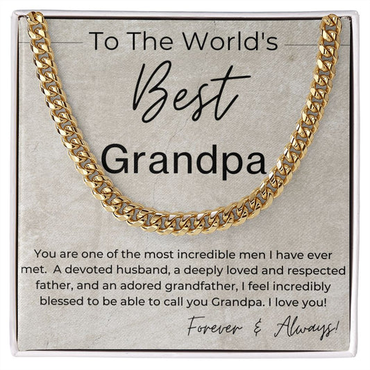 The World's Best Grandpa - Gift for Grandpa - Linked Chain Necklace
