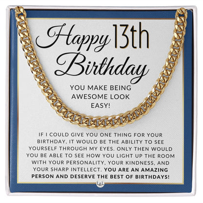 13th Birthday Gift For Him - Chain Necklace For 13 Year Old Young Man's Birthday - Great Teenager Birthday Gift For Teen Boy - Jewelry For Guys